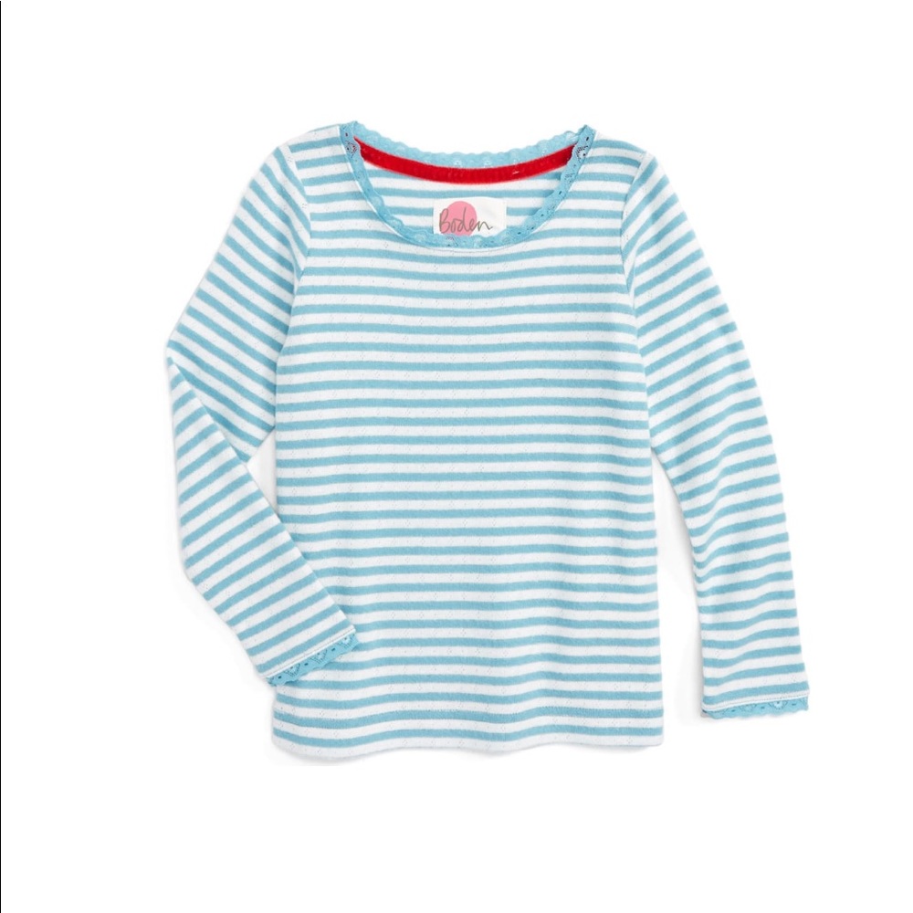 Mini Boden Sparkly Pointelle Striped Top
